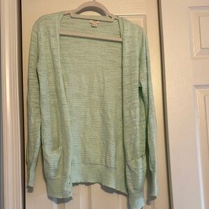 Mint Green Open-Front Cardigan Sweater